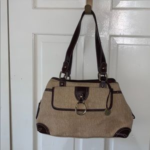 Etienne Aigner Woven Straw purse w/ leather straps
